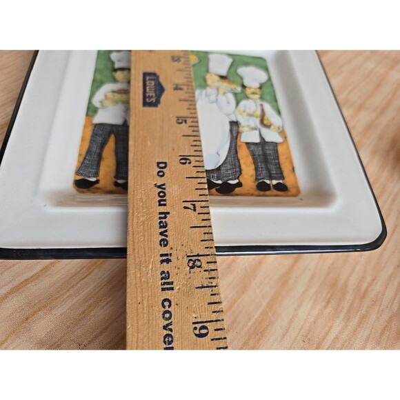 Vintage Italian Brunelli Ceramic Square Plate Chefs GREEN - Picture 5 of 6